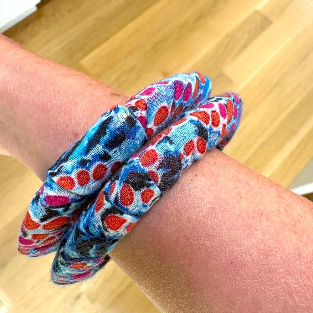 Colorful Patterned Fabric Bangles - Picture 3 of 3